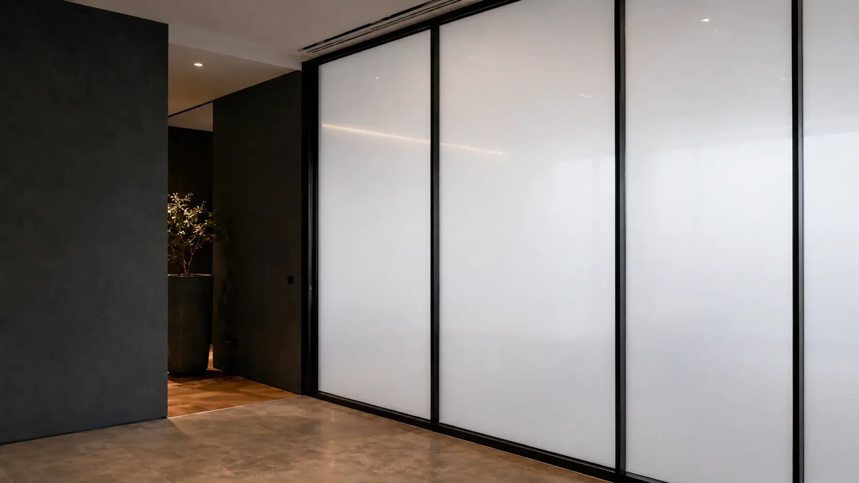Bureau de direction vitré avec Smart Film, vitrage en état privé